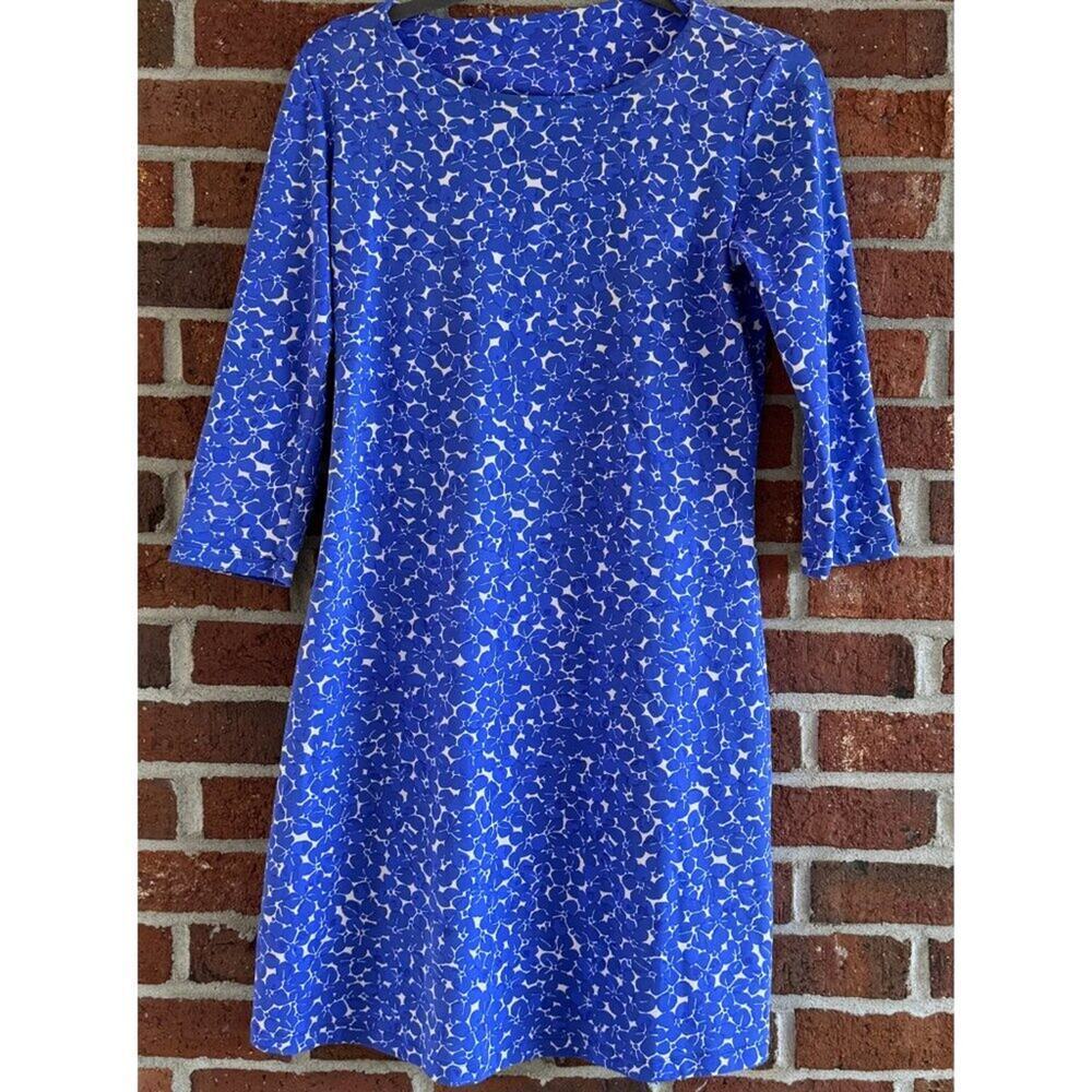 Mahi Gold Blue Floral Long Sleeve Dress | Size S